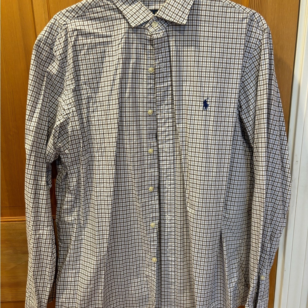 Ralph Lauren Blue and White Casual Button Down Shirt